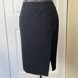 Nanette Lepore Black Wool Blend Pencil Skirt with Side Slit • Size 0 🔴